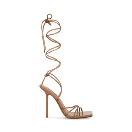 Brown Steve Madden Evita Patent Women's Heels Sandals | PH 2567TUW